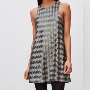 Aritzia Talula Black Silver Canterbury Sequin Dress